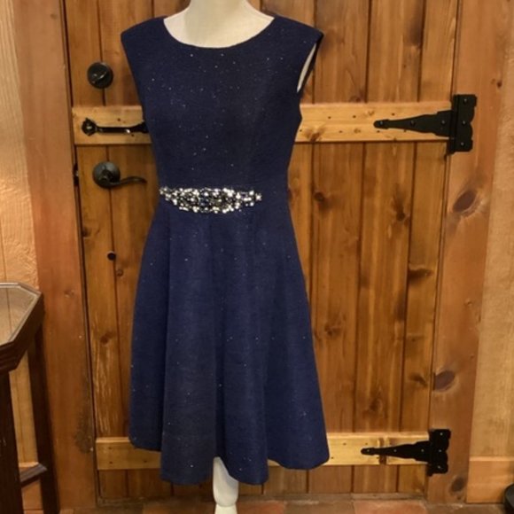 Eliza J Dresses & Skirts - Little midnight blue embellished vintage party dress by Eliza J size 6.